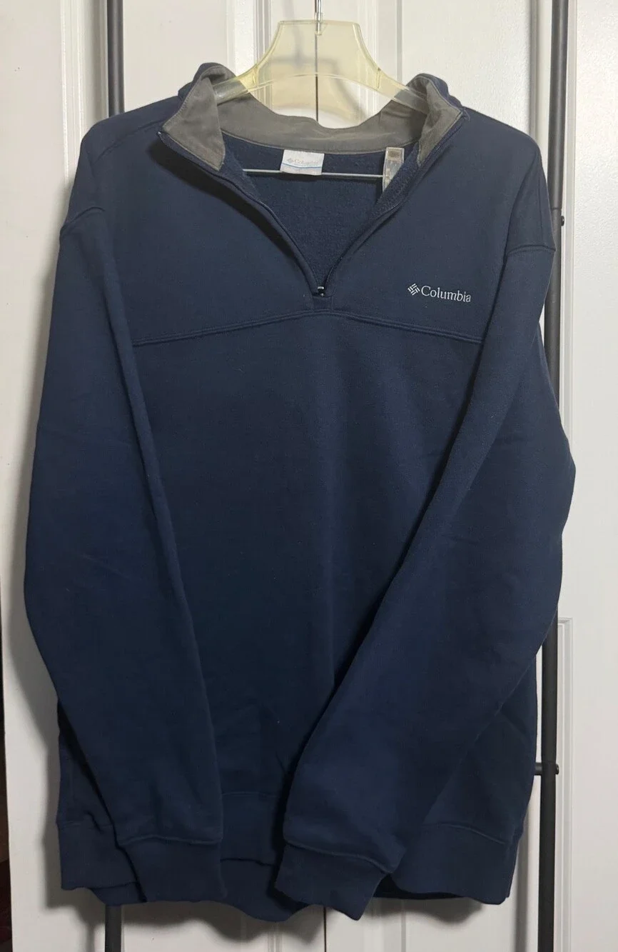 Columbia Sportswear Mens XL Navy Blue Quarter Zip Pullover Sweatshirt Fleece